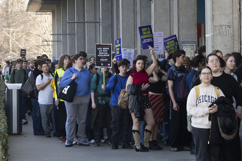 Thousands of UCD students protest on the campus calling for systemic change in how UCD responds to sexual violence and gender-based harm. Photo: Sam Boal/Collins Photos
