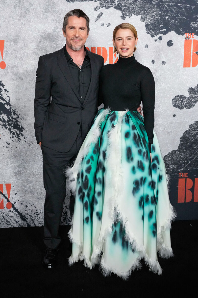 Christian Bale and Jessie Buckley at the premiere of "The Bride!"