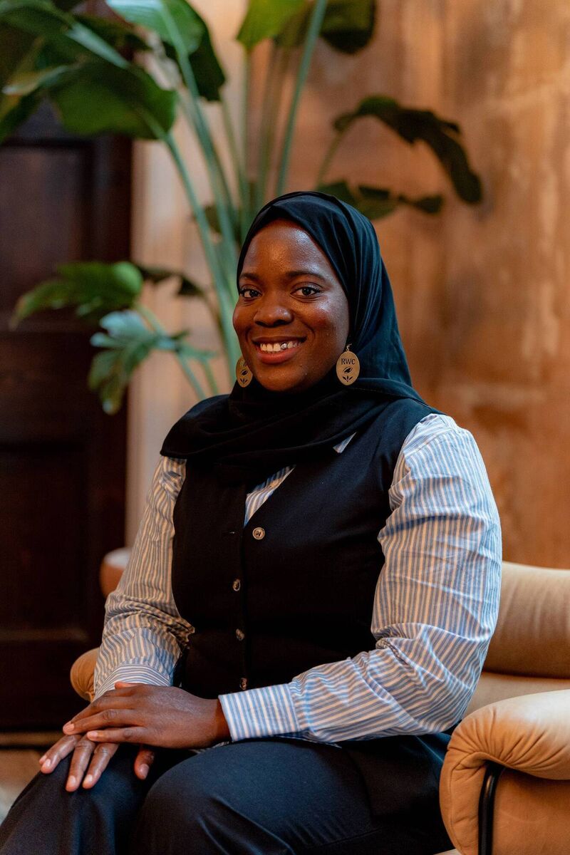 Zainab Alema pictured at Old Sessions House in London ahead of the Women's Rugby World Cup final in September 2025.