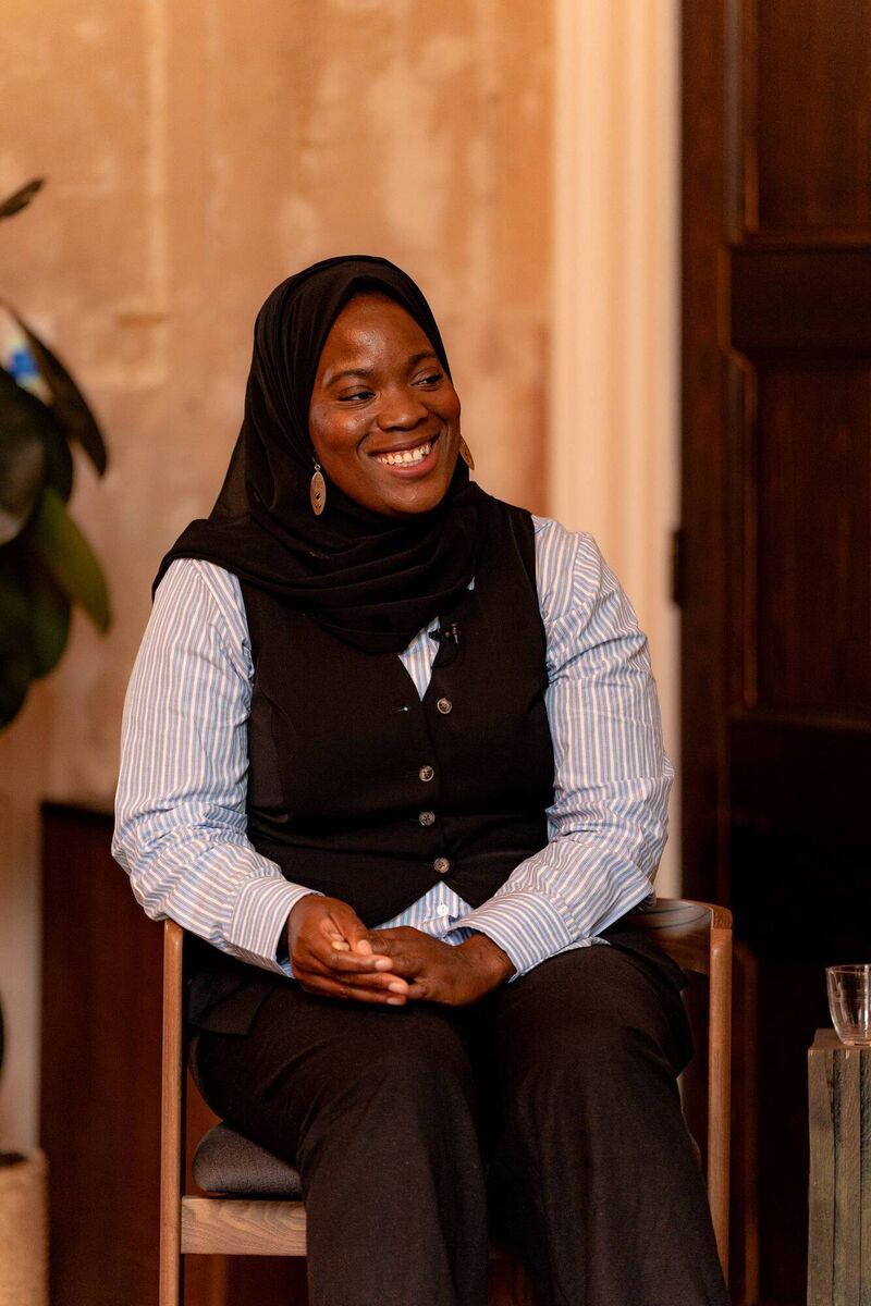 Zainab Alema pictured at Old Sessions House in London ahead of the Women's Rugby World Cup final in September 2025.