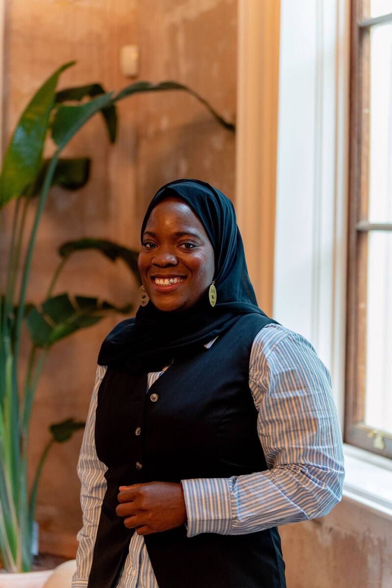 Zainab Alema pictured at Old Sessions House in London ahead of the Women's Rugby World Cup final in September 2025.