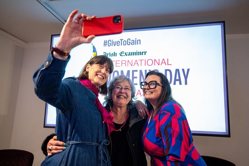 Deirdre Mortell’s proud mother joins her daughter and Esther McCarthy for a selfie following the panel discussion at the Irish Examiner International Women’s Day breakfast with the theme ‘Give to Gain’ at Lavit Gallery. Picture: Chani Anderson Deirdre Mortell’s proud mother joins her daughter and Esther McCarthy for a selfie following the panel discussion at the Irish Examiner International Women’s Day breakfast with the theme ‘Give to Gain’ at Lavit Gallery. Picture: Chani Anderson