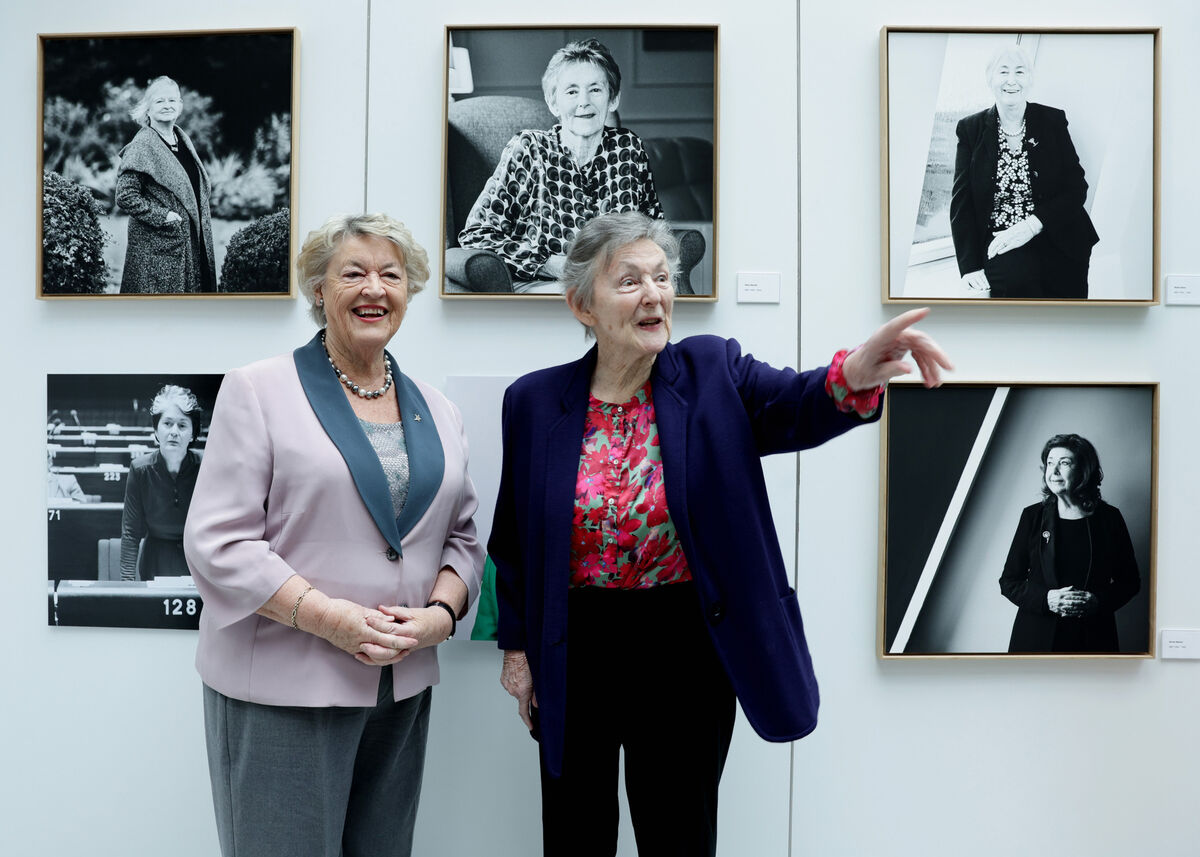 Nora Owen and Mary Banotti at Leinster House to mark an event for International Women’s Day 2024.
