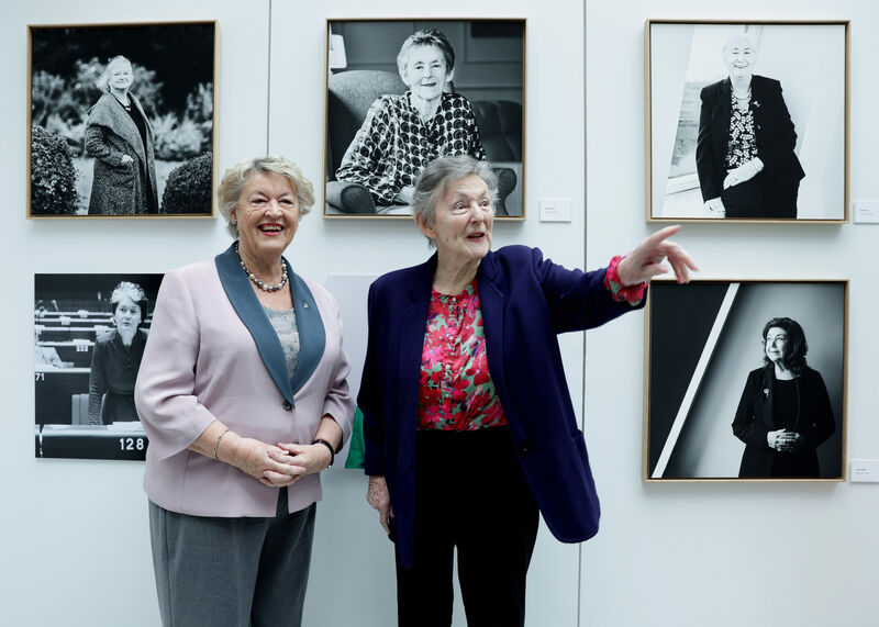 Nora Owen and Mary Banotti at Leinster House to mark an event for International Women’s Day 2024.