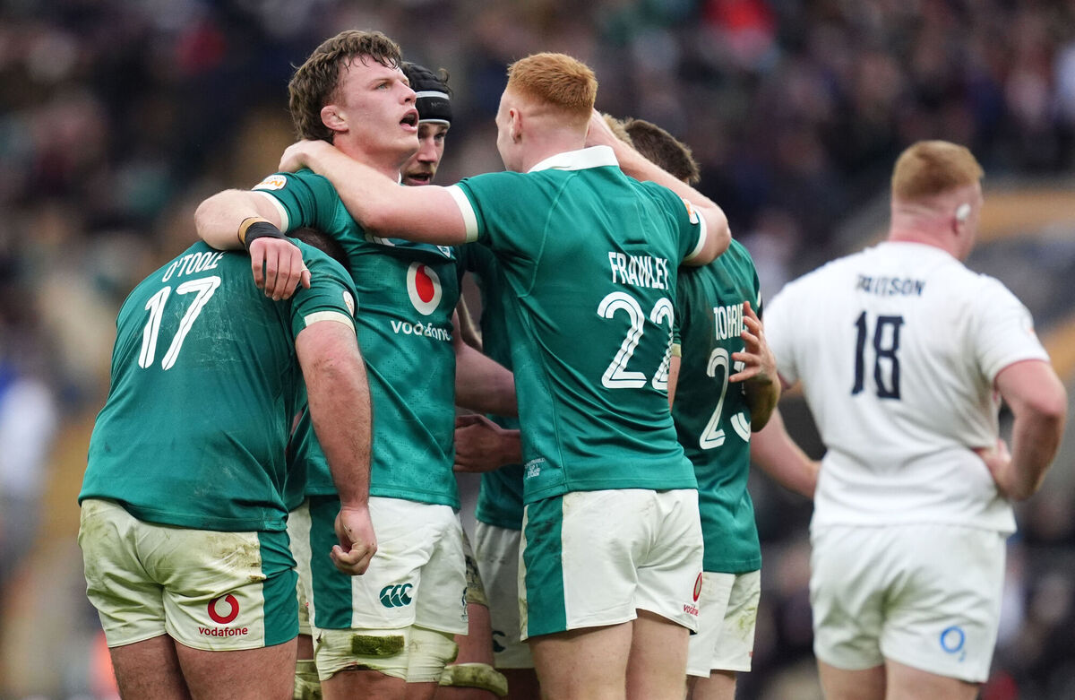 IRISH PRIDE: Ireland players celebrate a massive win at Twickenham. Pic: Adam Davy/PA
