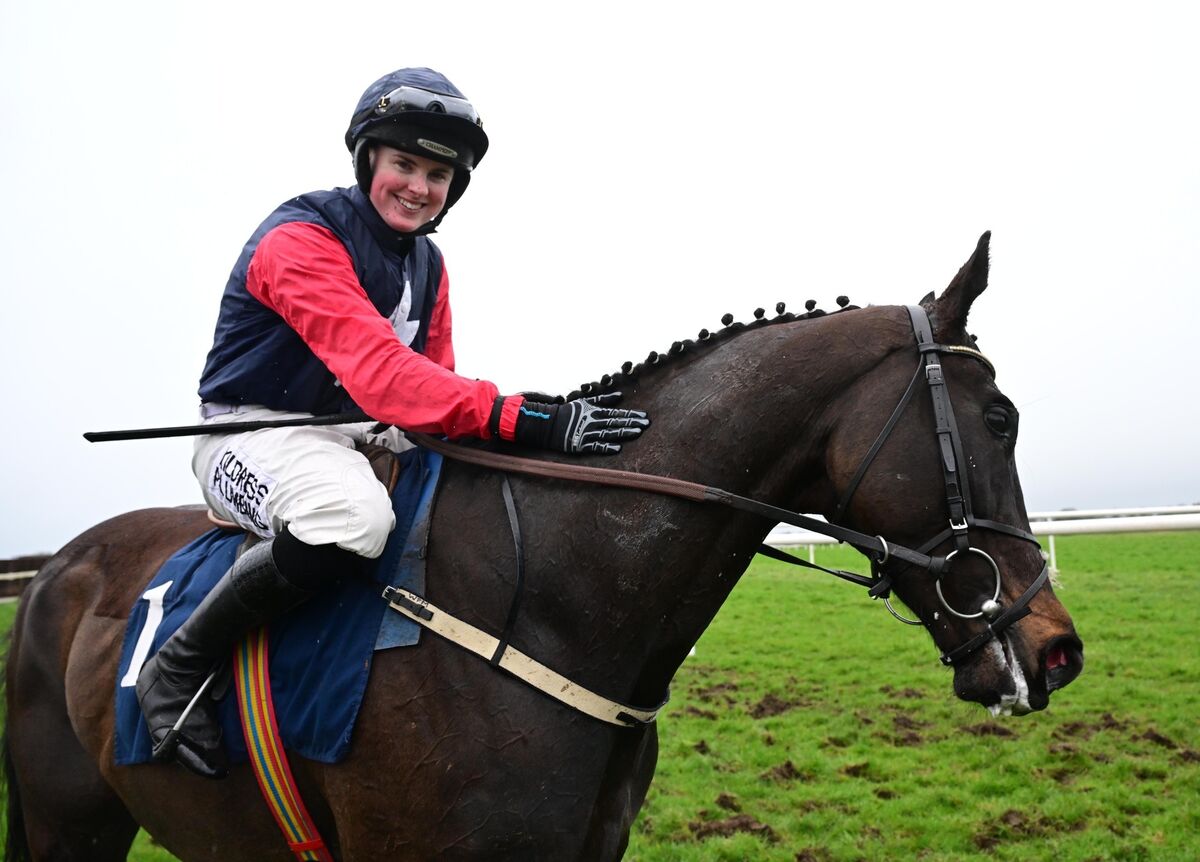 Anna McGuinness on Arslan won the Adare Manor Maiden Hurdle. Pic: Healy Racing