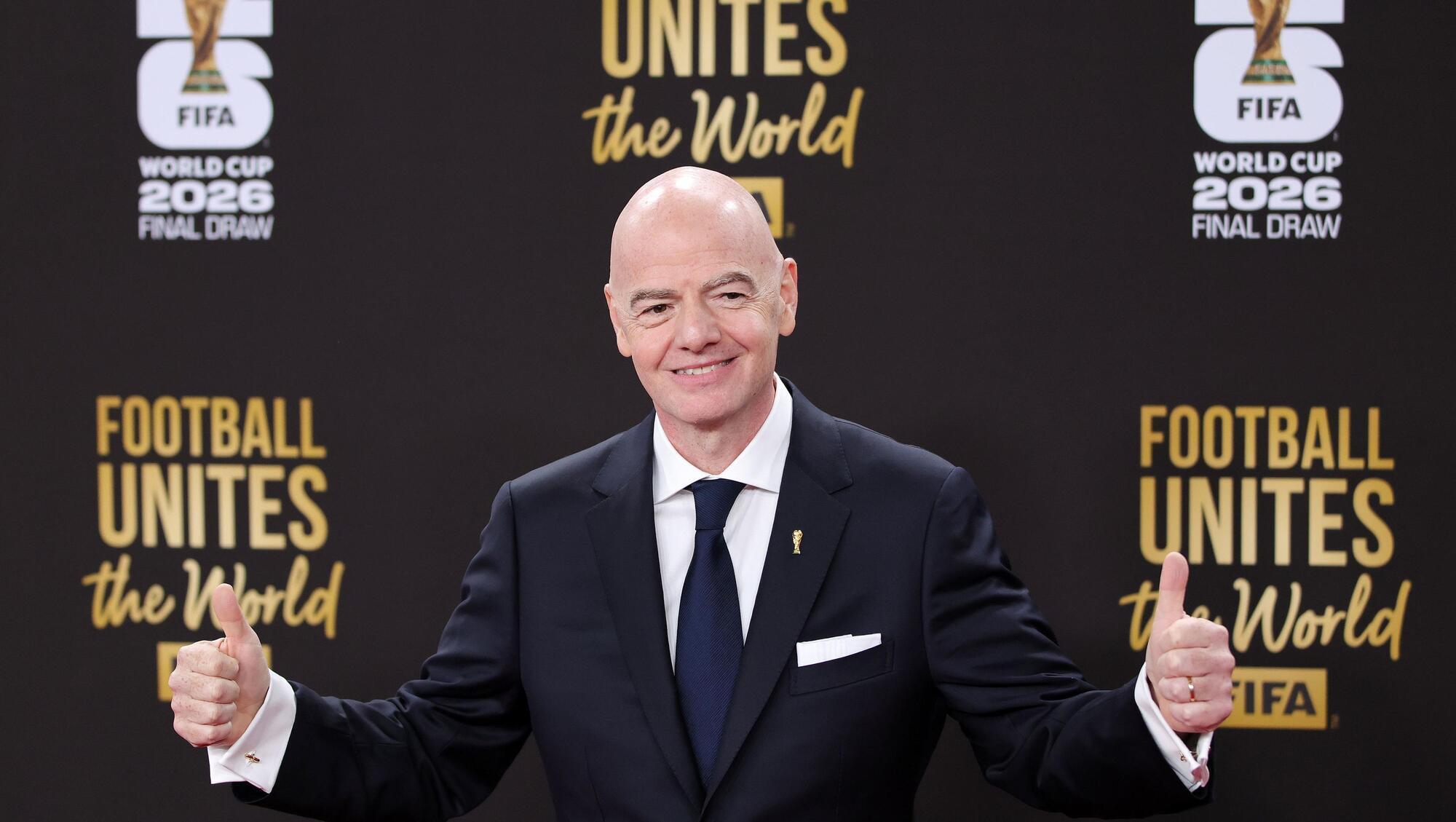 POWER: FIFA President Gianni Infantino ahead of the 2026 FIFA World Cup draw at the John F. Kennedy Center for the Performing Arts in Washington. Pic: Sam Corum/PA