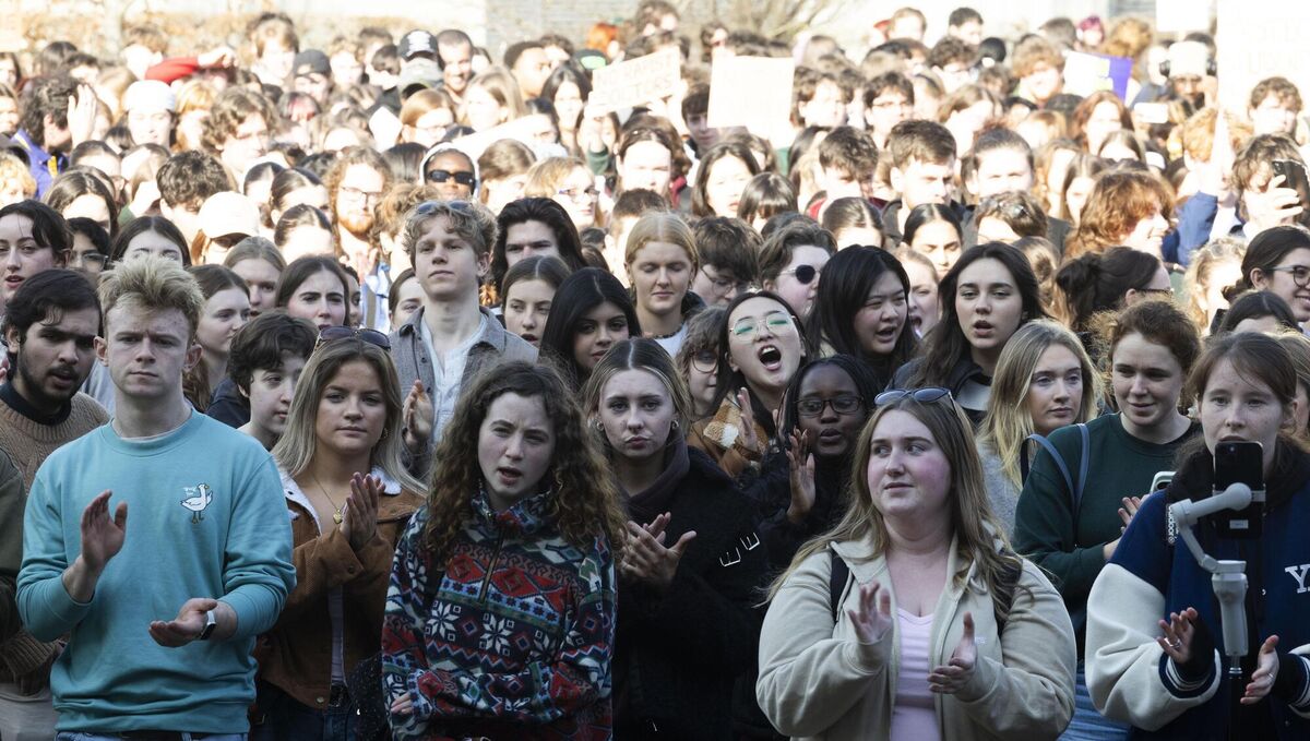 Thousands of UCD students at a rally in support of the medical student. Picture: Sam Boal/Collins 