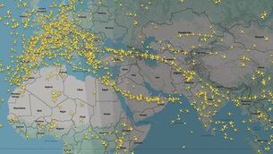 <p>Flightradar24 shows empty airspace over the Middle East due to the US-Israel war on Iran. Picture: Flightradar24 </p>