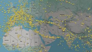 <p>Flightradar24 shows empty airspace over the Middle East due to the US-Israel war on Iran. Picture: Flightradar24 </p>