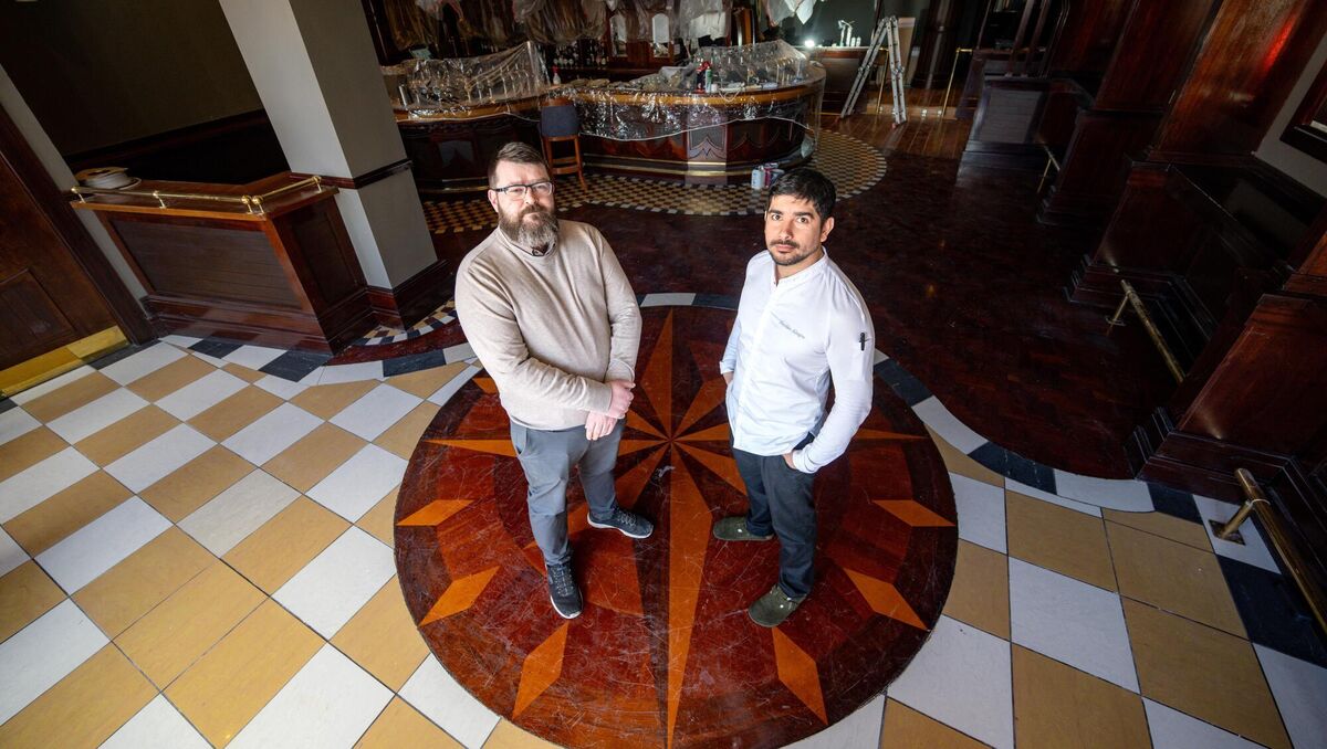  New Operations Manager Paul O’Dea and Head Chef Nicolás Alegre stand in the front bar of The South Gate Bar, Cork City,set to next Friday ahead of the St Patrick’s Day festival. Picture: Chani Anderson