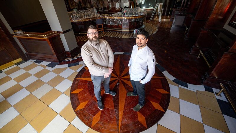  New Operations Manager Paul O’Dea and Head Chef Nicolás Alegre stand in the front bar of The South Gate Bar, Cork City,set to next Friday ahead of the St Patrick’s Day festival. Picture: Chani Anderson