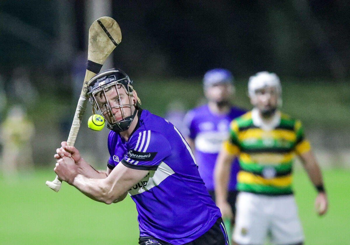 Jack O'Connor clears the ball out of defence during the Red FM Division 1 Senior Hurling League between Sarsfields and Glen Rovers. Pic: David Creedon.
