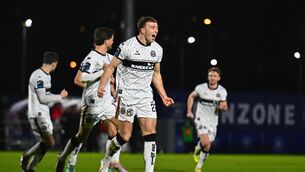 <p>ON HIS TODD: Sam Todd heads home the game's only goal to keep Bohs on top. Pic: Tyler Miller/Sportsfile</p>
