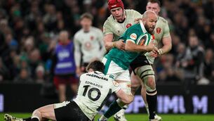 <p>LEADING THE CHARGE: Jamison Gibson-Park of Ireland is tackled by Wales players Dan Edwards, left, and James Botham. Pic: Brendan Moran/Sportsfile</p>
