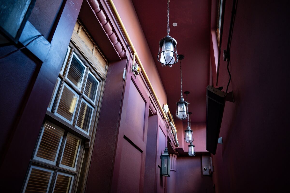 Lanterns hang from the ceiling highlighting the attention to detail in the renovation of The South Gate Bar, formerly the Flying Enterprise Complex, in Cork City. Picture: Chani Anderson