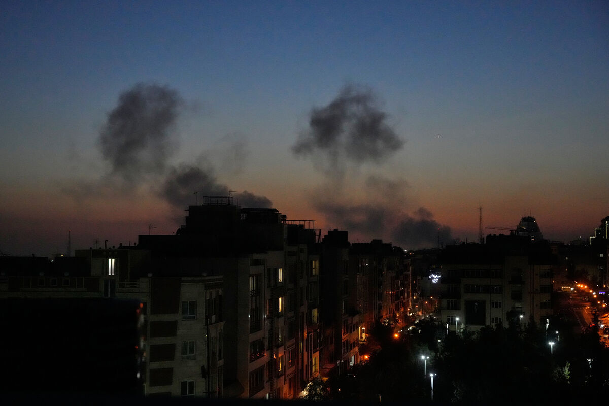 Plumes of smoke rise as strikes hit the city during the US–Israeli military campaign in Tehran, Iran, Friday night, March 6, 2026. Picture: AP Photo/Vahid Salemi