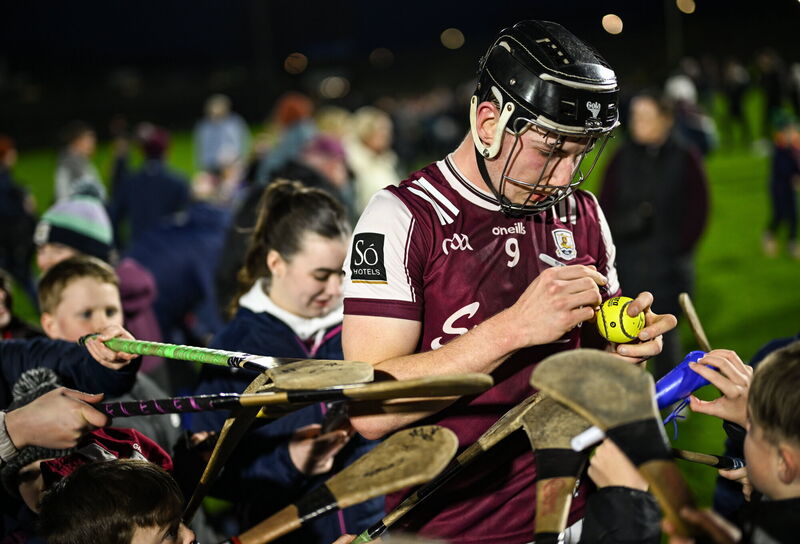IN DEMAND: Cian Daniels of Galway signs autographs after the victory over Kilkenny. Pic: David Fitzgerald/Sportsfile