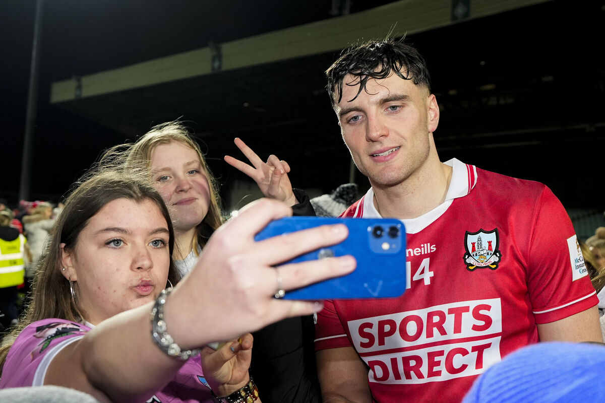 Brian Hayes of Cork poses for a selfie after the game. Pic: ©INPHO/James Lawlor