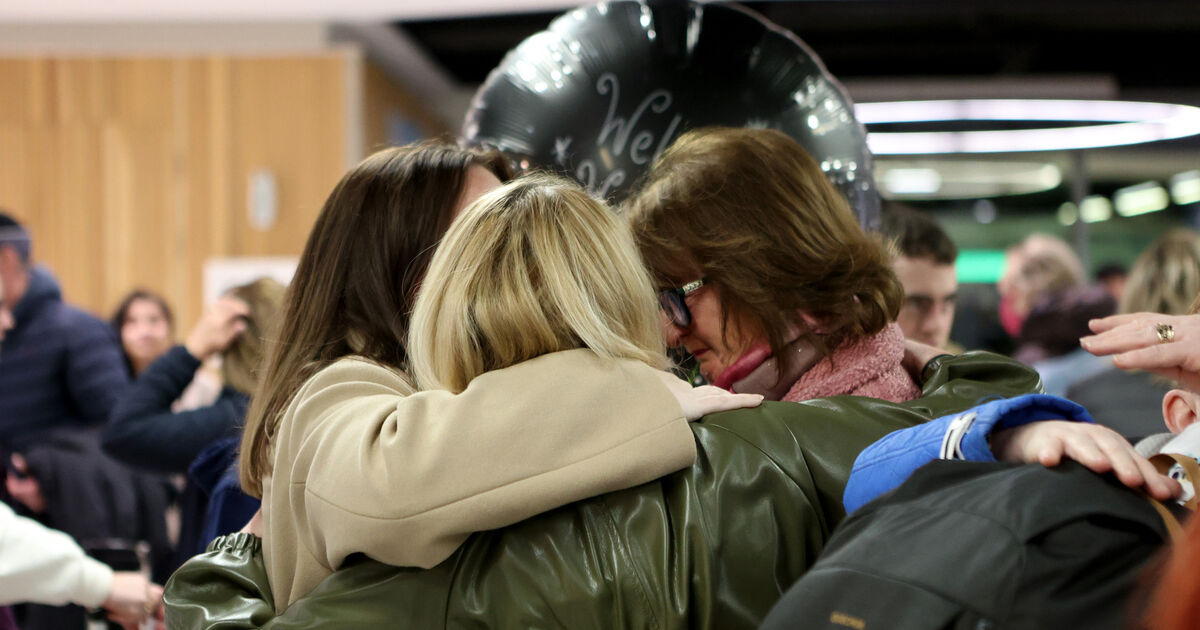 Relieved family reunions at Dublin Airport as chartered flight lands