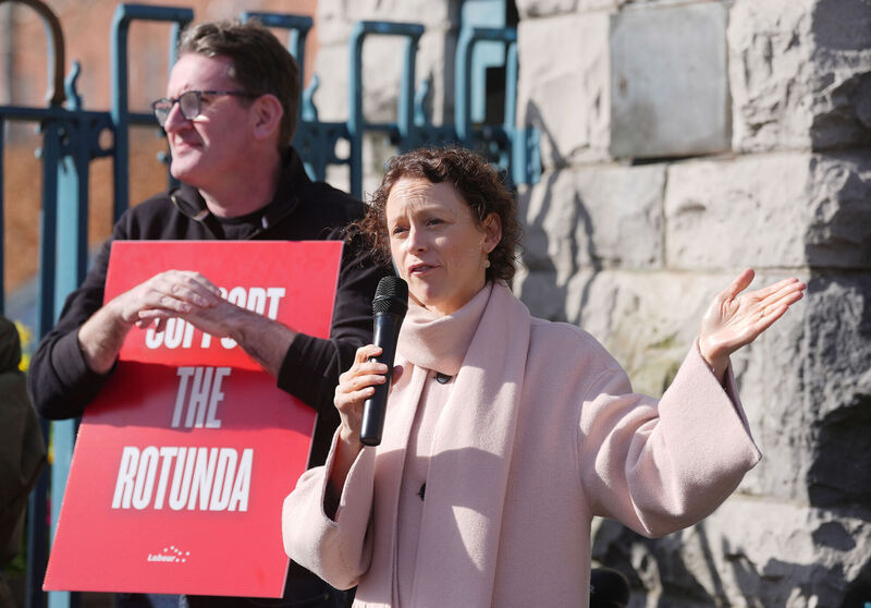 Labour TD Marie Sherlock speaking at an International Women's Day rally at the Garden of Remembrance. Picture: Brian Lawless/PA