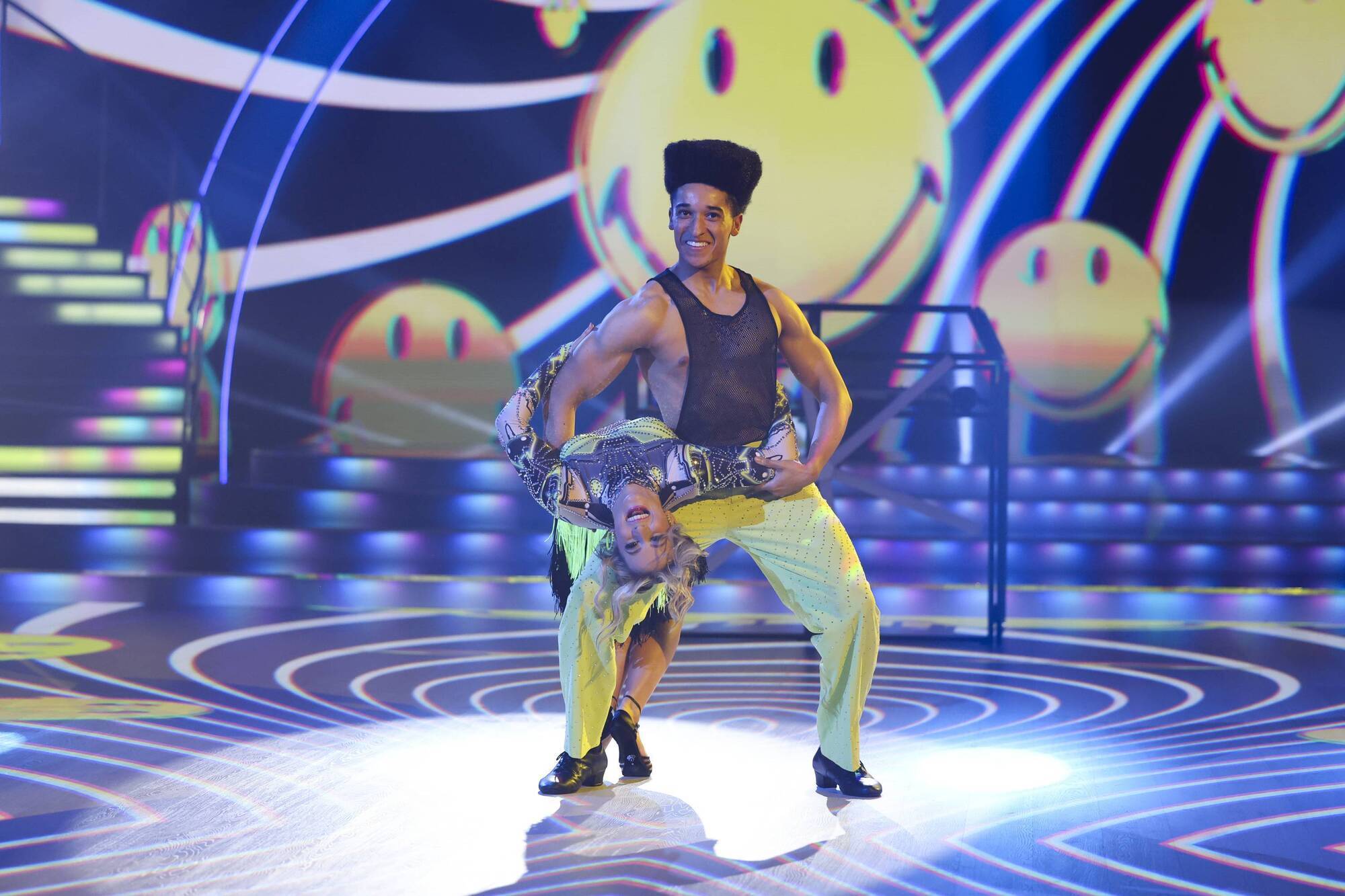 The Apprentice’s Jordan Dargan with Pro Dancer Rebecca Scott during the live show of RTE’s Dancing With The Stars. Picture:Kyran O’Brien /kobpix. 