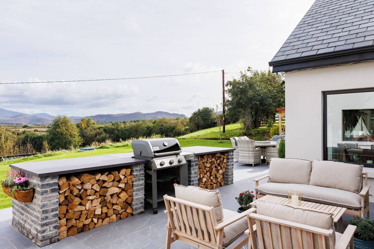 Outdoor living is important to the family, who included a built-in barbecue space. 