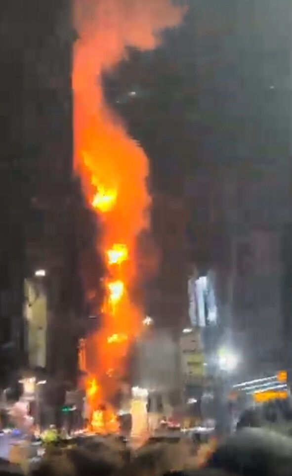 Handout video grab of a fire that broke out near Glasgow Central railway station. Dozens of trains were cancelled on Sunday evening following the blaze at a vape shop in Union Street. National Rail said the station will be closed until further notice as crews continued to tackle the fire five hours after it began. Picture: Rajesh Gautam /PA Wire 