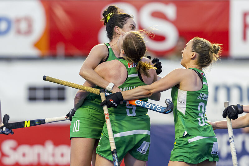 The Ireland players celebrate their win. Pic: ©INPHO/Rodrigo Jaramillo. The Ireland players celebrate their win. Pic: ©INPHO/Rodrigo Jaramillo.