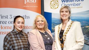 <p>Natakia Shpak, Joanne Geoghegan and Éadaoin Carrick, President Waterford Chamber, at the International Women's Day networking breakfast at the Viking Hotel. Photo: Joe Evans</p>