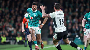 <p>THREAT: Ulster winger Robert Baloucoune won his seventh Ireland cap against Wales. Pic: ©INPHO/Nick Elliott</p>