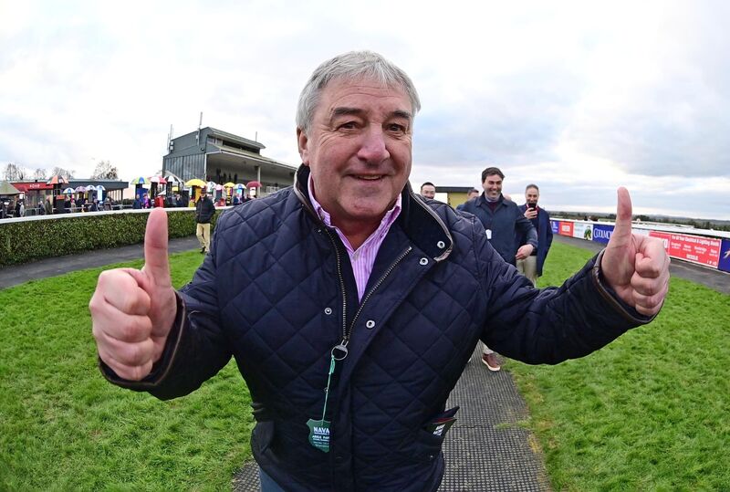 Charlie McCarthy after Kopek Des Bordes won the Pat Sheils Memorial Irish EBF Beginners Steeplechase. Pic: Healy Racing Photo.
