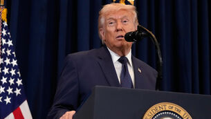 <p>Donald Trump speaks at a news conference (Mark Schiefelbein/AP)</p>