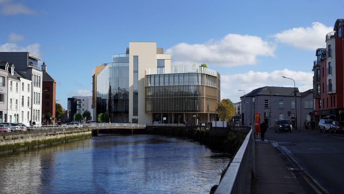 View of the now scrapped UCC CUBS building that was planned for Cork's South Terrace. Image GNET-3D