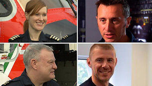 <p>(From top left, clockwise) Captain Dara Fitzpatrick, Captain Mark Duffy, winchman Ciaran Smith and winchman Paul Orsmby, the four crew of an Irish Coast Guard helicopter, who died when Rescue 116 crashed into Blackrock Island in March 2017. </p>