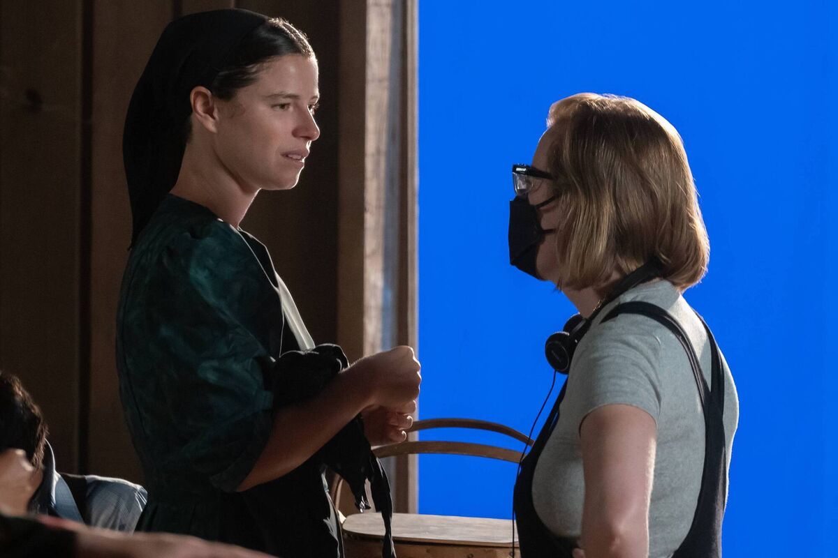 Jessie Buckley (left) on the set of Women Talking, with director Sarah Polley. Jessie Buckley (left) on the set of Women Talking, with director Sarah Polley.