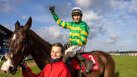 Mark Walsh on Majborough celebrates winning The Ladbrokes Dublin Steeplechase 31/1/2026