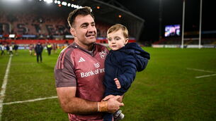 <p>SPECIAL MOMENTS: Niall Scannell of Munster celebrates with his son Charlie. Pic: David Fitzgerald/Sportsfile</p>