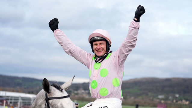 <p>Paul Townend celebrates aboard Lossiemouth after winning the Unibet Champion Hurdle on day one of the 2026 Cheltenham Festival at Cheltenham Racecourse. Pic: Mike Egerton/PA Wire.</p>
