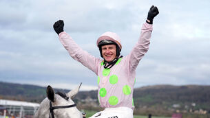 <p>Paul Townend celebrates aboard Lossiemouth after winning the Unibet Champion Hurdle on day one of the 2026 Cheltenham Festival at Cheltenham Racecourse. Pic: Mike Egerton/PA Wire.</p>