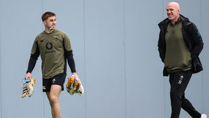<p>Jack Crowley and Assistant Coach Paul O'Connell. Pic: Ben Brady/Inpho</p>