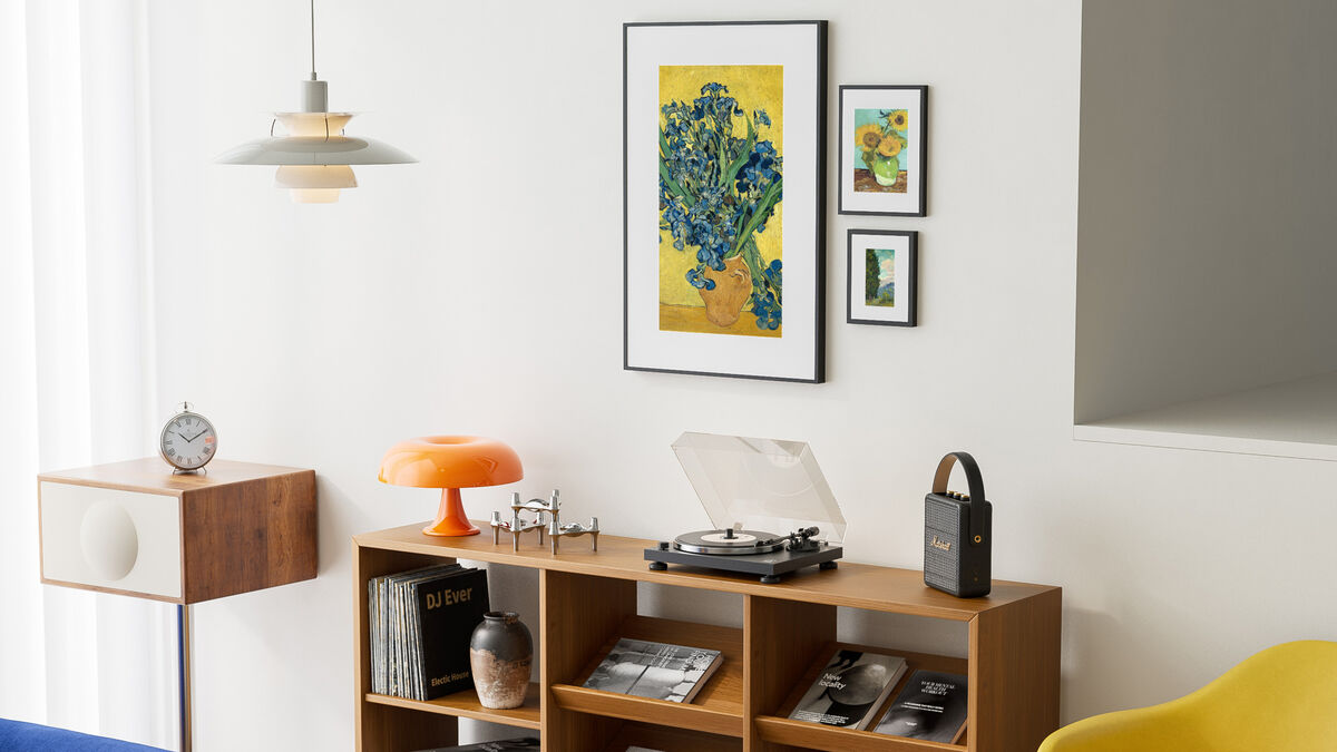 A colour E-Ink display gives the AI Art Frame a paper-like finish that avoids glare and looks far more natural on a wall than a typical LCD screen. Picture: SwitchBot.