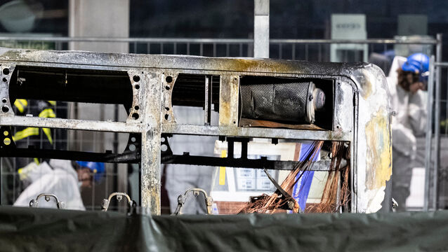 The bus caught fire in Kerzers, Switzerland (Keystone via AP)