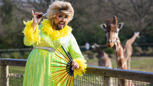 <p>The Malahide Mammy (James Patrice) launches Dublin Zoo’s All-Things-Irish takeover from the African Plains at Dublin Zoo. Picture: Patrick Bolger</p>
