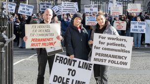 <p> Emergency medical technicians, paramedics, and advanced paramedics from all over Ireland had protested last week outside the Dáil in solidarity with 80 of their newly qualified paramedics. Picture: Moya Nolan</p>