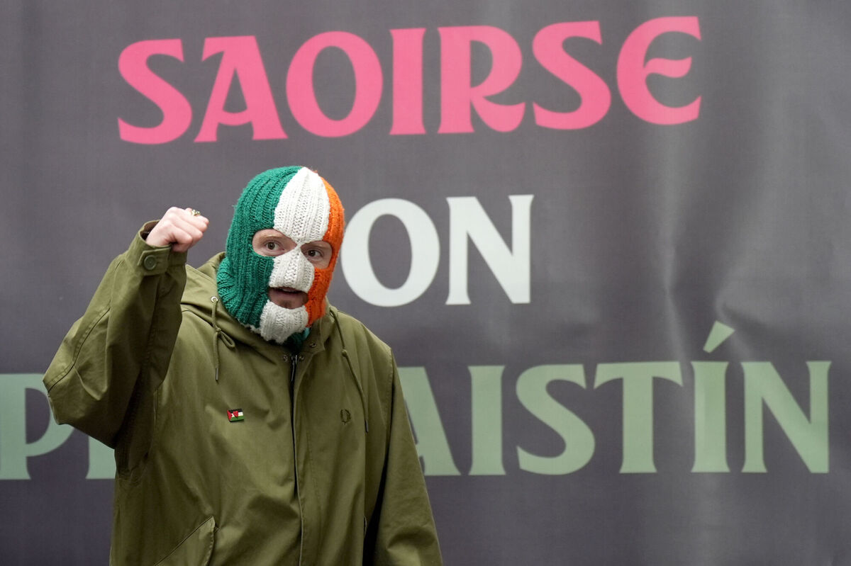 Kneecap's DJ Provaí arrives for a press conference at Conway Mill in Belfast. Picture: Niall Carson/PA Wire