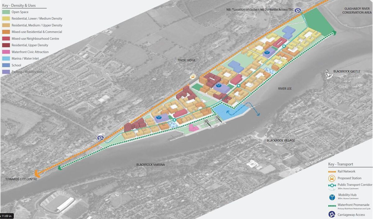 The proposed development as part of the long-term regeneration of the Tivoli docks.