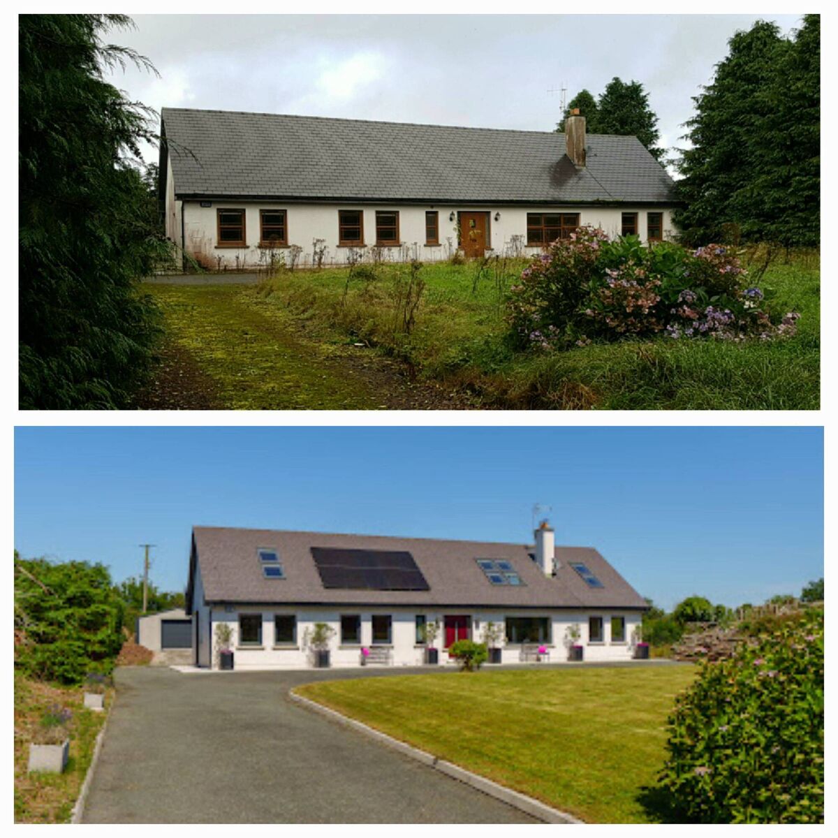 Before and after images of the house in Dundellerick Before and after images of the house in Dundellerick