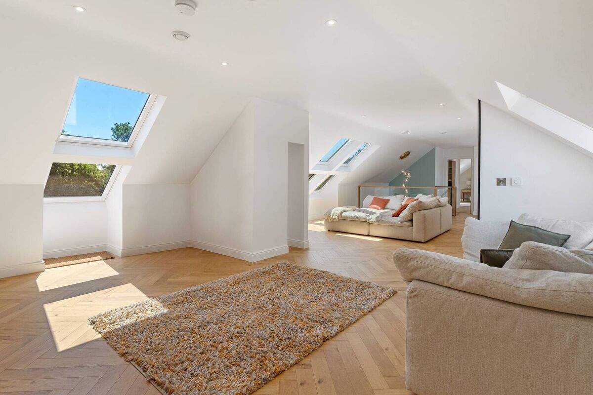 Converted attic includes a living room Converted attic includes a living room
